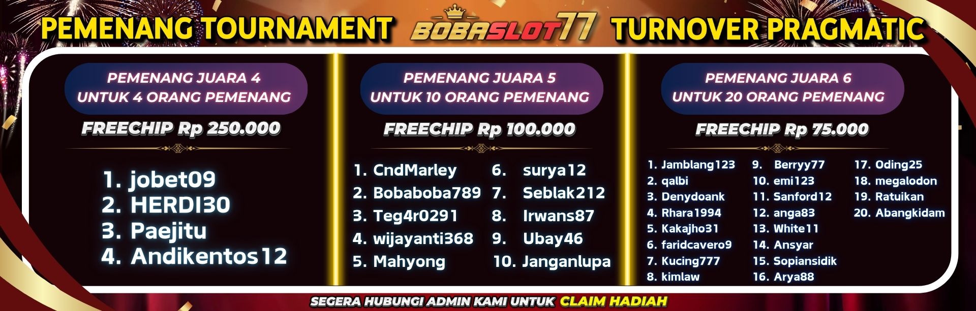 PEMENANG TOURNAMENT TURNOVER 4-6