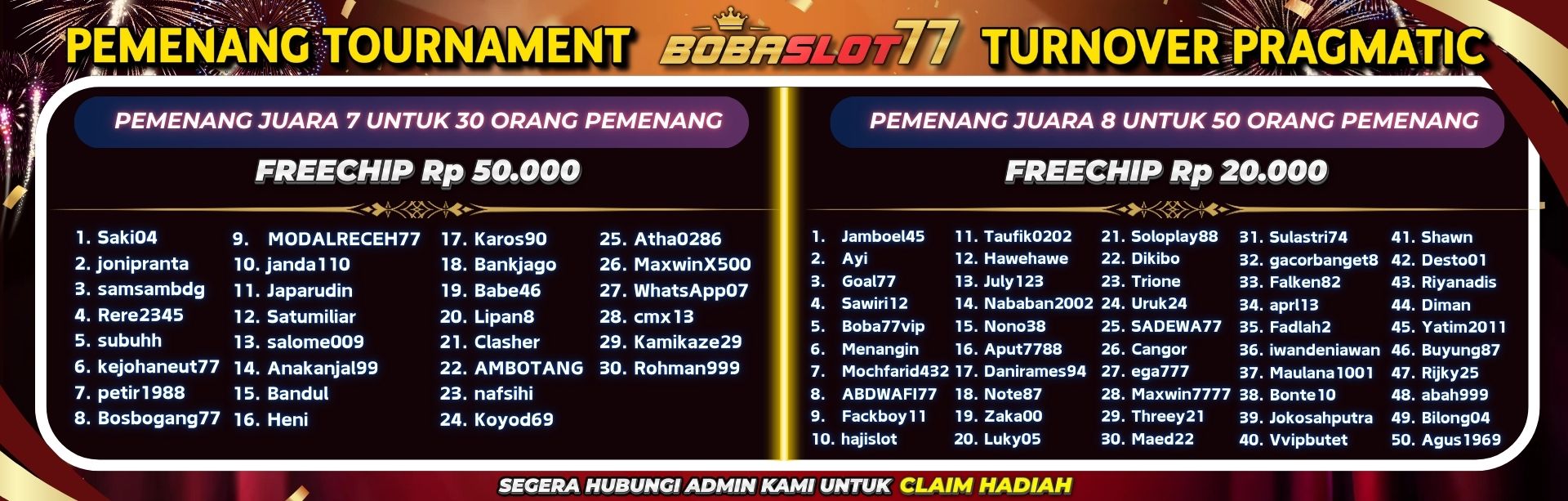 PEMENANG TOURNAMENT TURNOVER 7-8