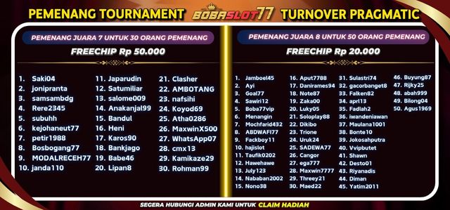 PEMENANG TOURNAMENT TURNOVER 7-8